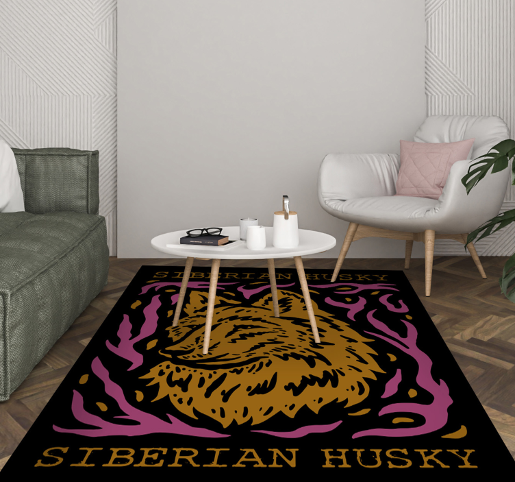 Tapis vinyle animal portrait de husky sibérien - TenStickers