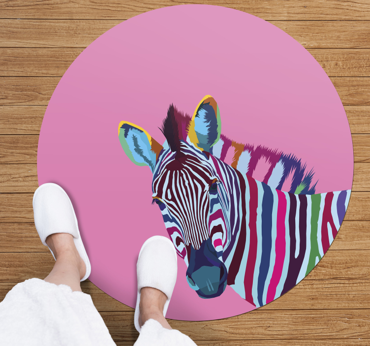 Tapis vinyle animal portrait de zèbre coloré - TenStickers