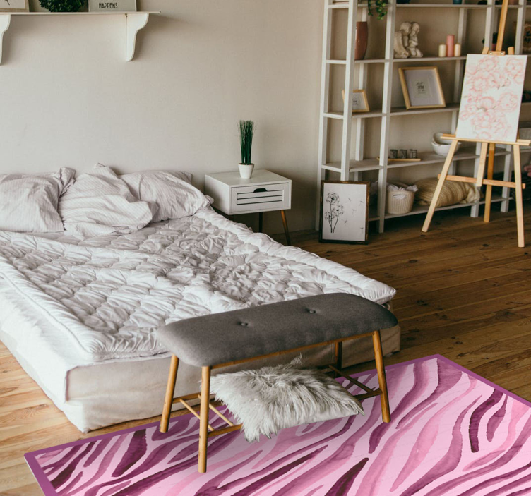 Tapis vinyle animal rayures zèbre roses - TenStickers