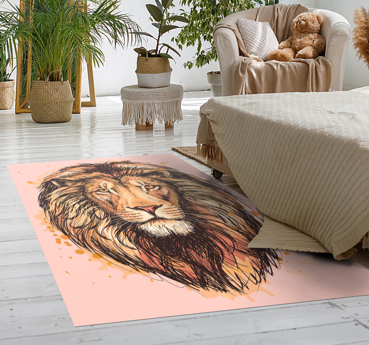 Tapis vinyle animal visage de lion majestueux - TenStickers