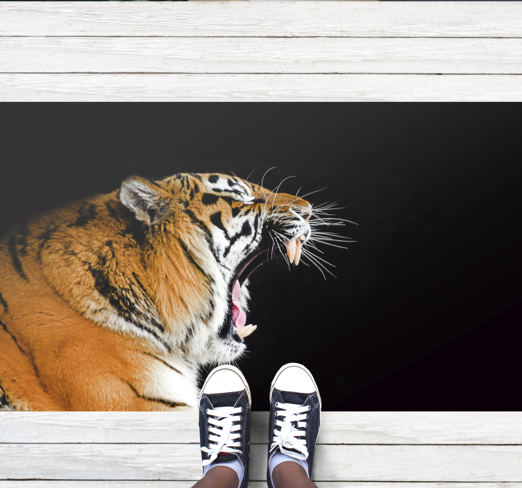 Tapis vinyle animal visage de tigre rugissant - TenStickers