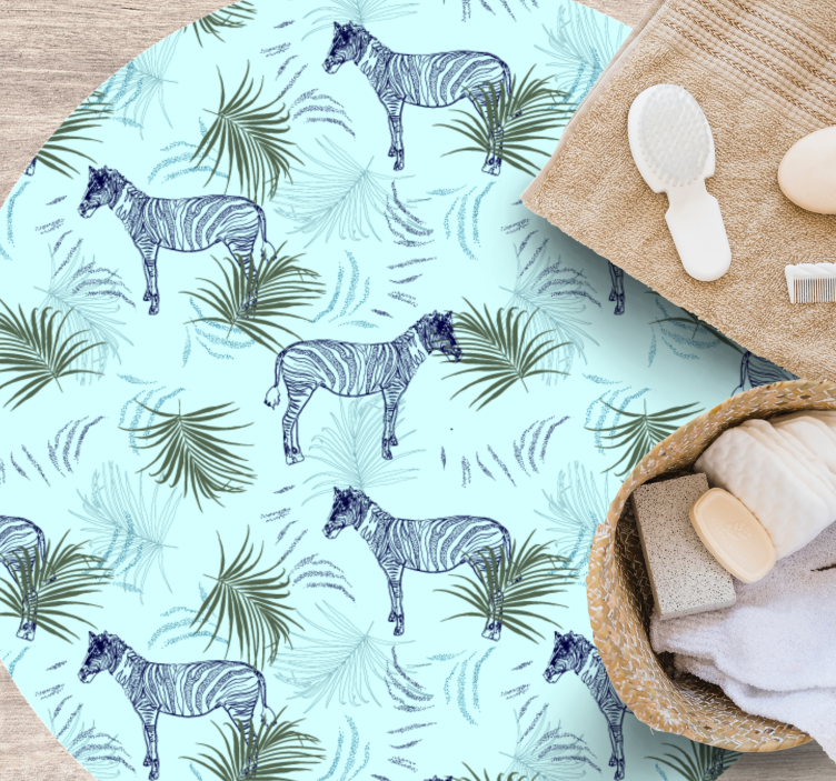 Tapis vinyle animal zebra et feuilles - TenStickers