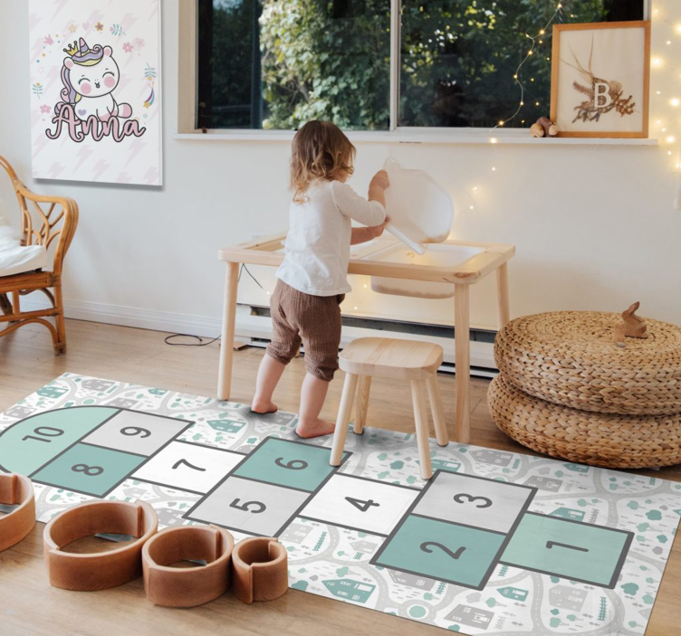 Tapis vinyle jeux espace de jeu de marelle - TenStickers