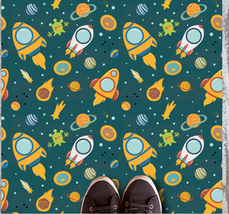 Tapis vinyle étoile aventure spatiale en fusée - TenStickers