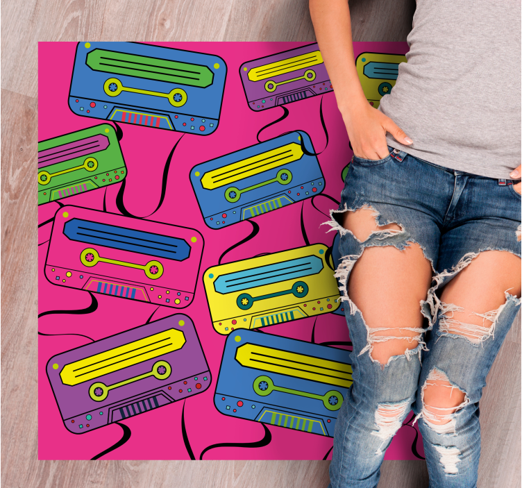 Tapis vinyle ado cassettes audio vibrantes - TenStickers
