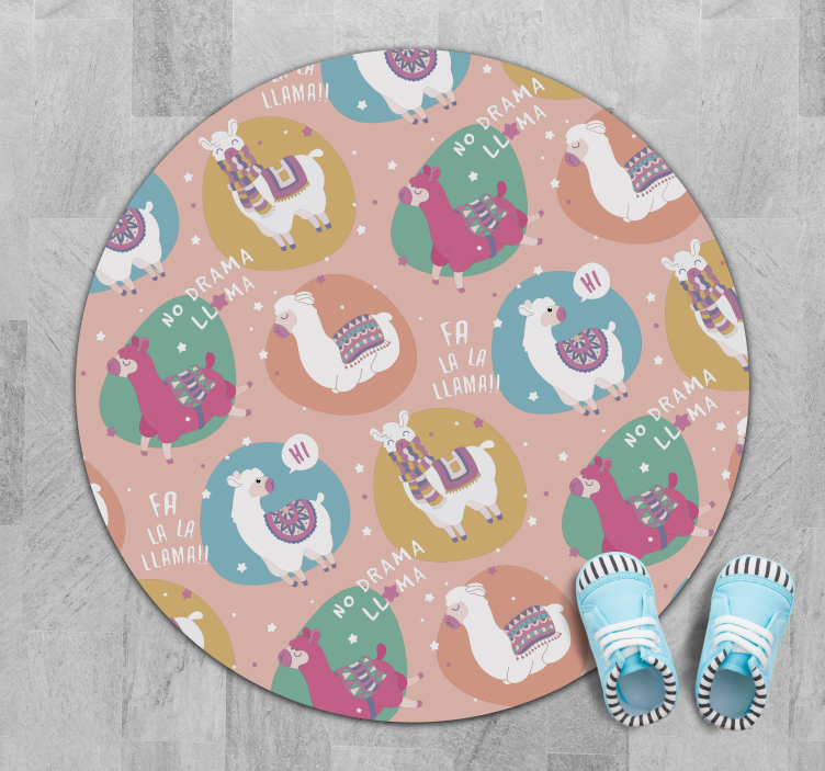 Tapis vinyle autres tapis cercle de lamas animé - TenStickers