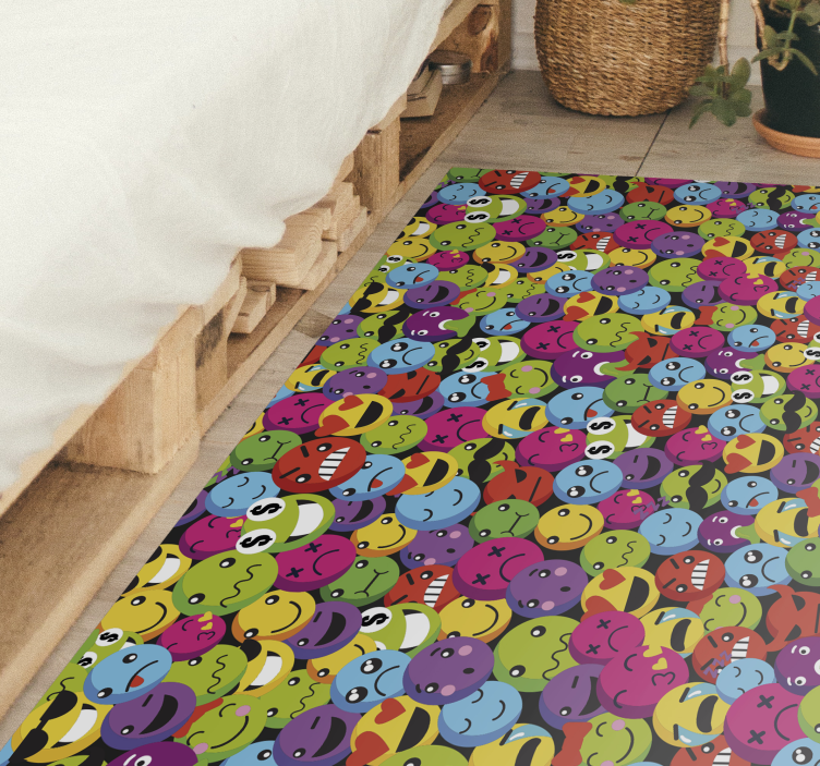 Tapis vinyle ado expressions emoji colorées - TenStickers