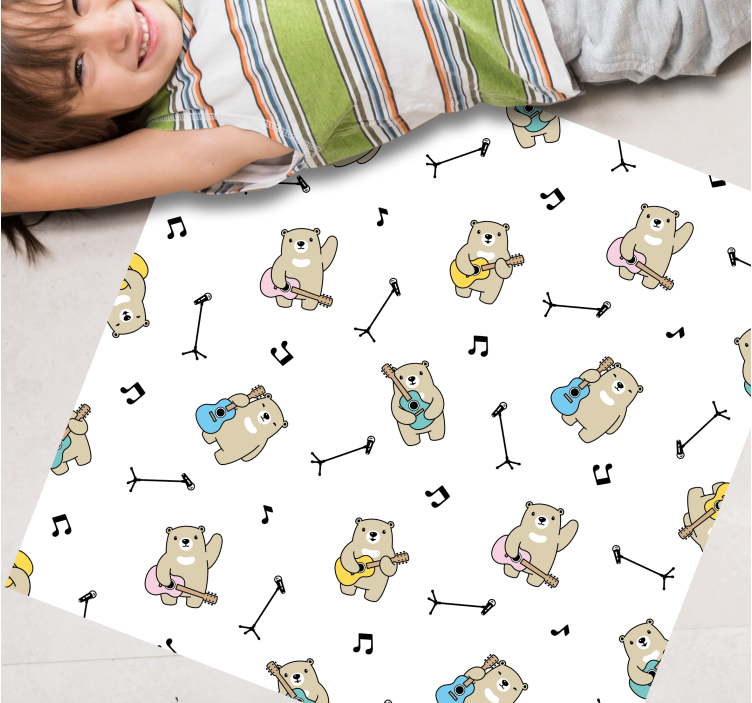 Tapis vinyle chambre bébé modèle d'ours musicaux - TenStickers