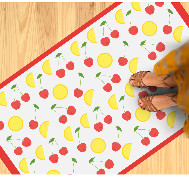 Tapis vinyle cuisine motif cerise et citron - TenStickers