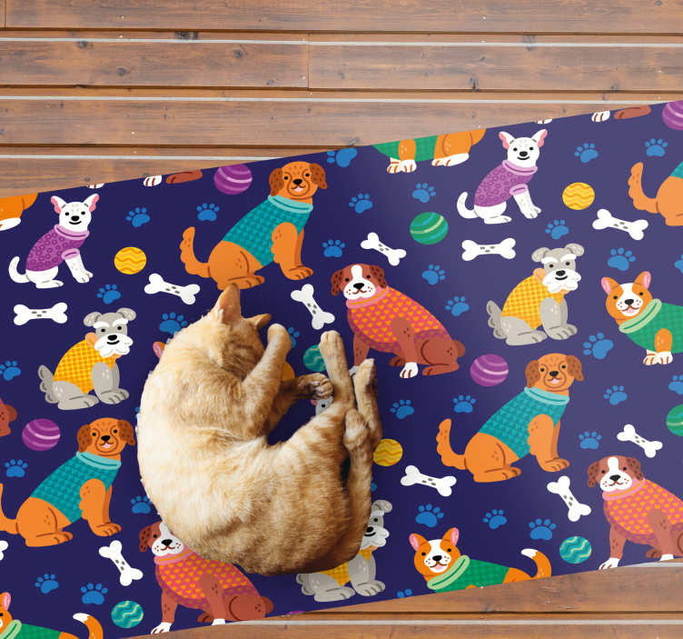 Tapis vinyle autres tapis chiots habillés de couleurs vives - TenStickers