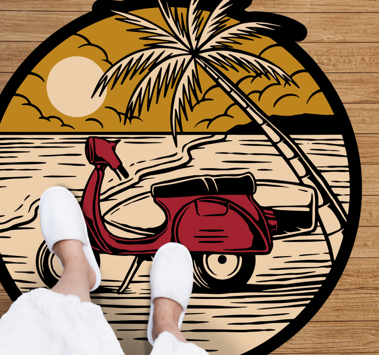 Tapis vinyle autres tapis scène de scooter tropical - TenStickers