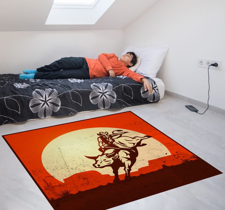 Tapis vinyle autres tapis silhouette de taureau de cowboy - TenStickers