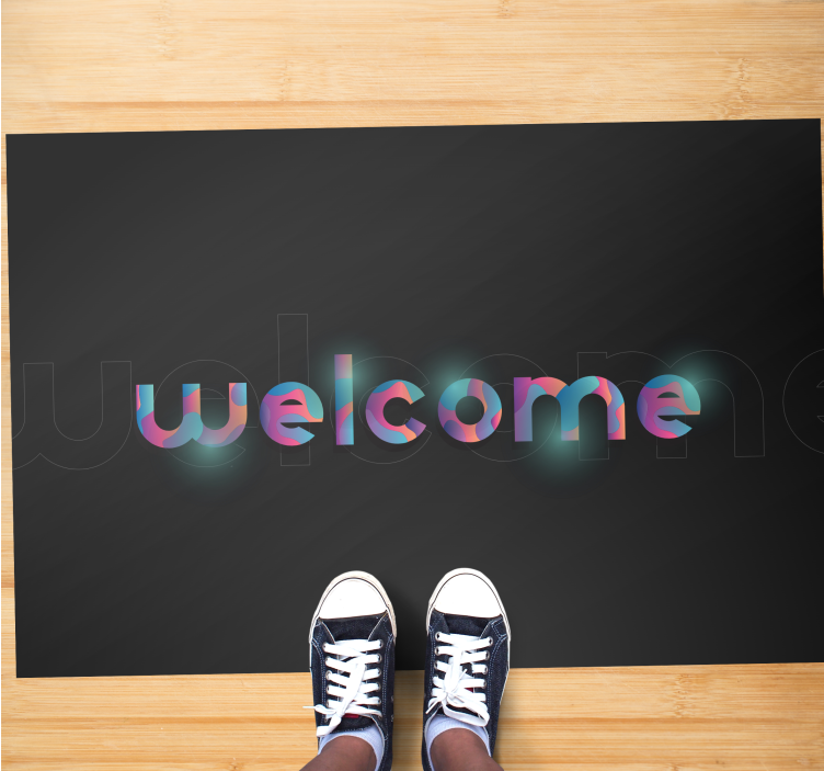 Tapis vinyle entrée texte de bienvenue coloré - TenStickers