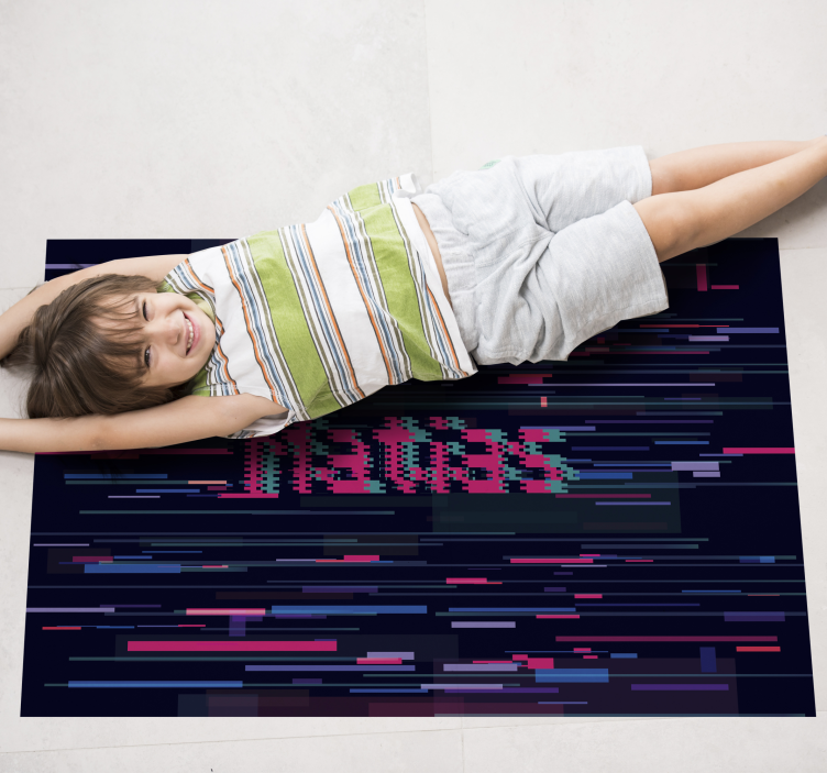 Tapis vinyle avec nom art glitch personnalisé - TenStickers