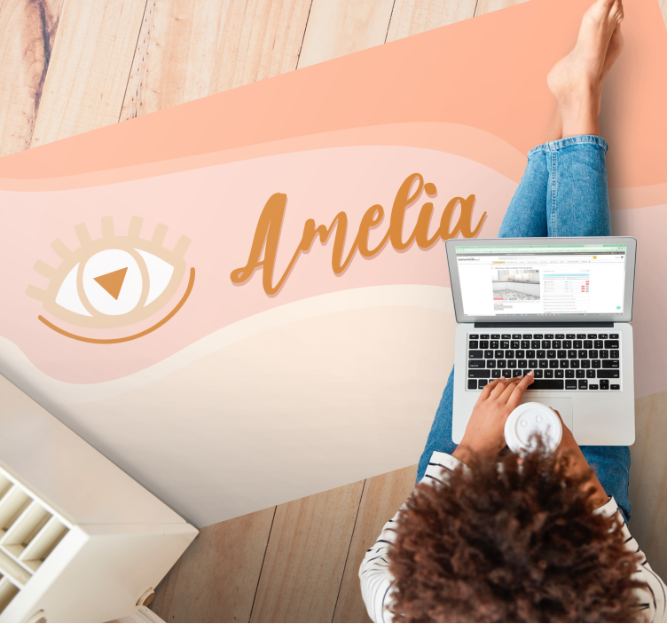 Tapis vinyle avec nom motif œil couleur pastel - TenStickers