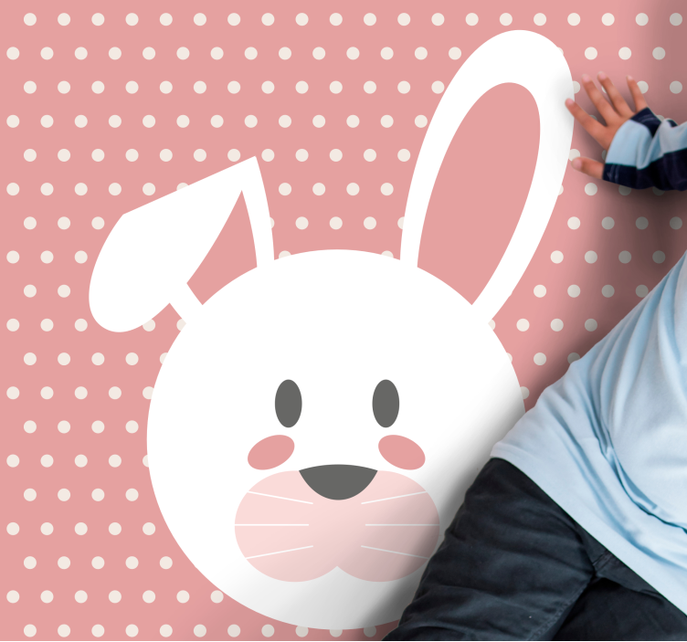 Tapis vinyle bébé lapin et pois blancs - TenStickers