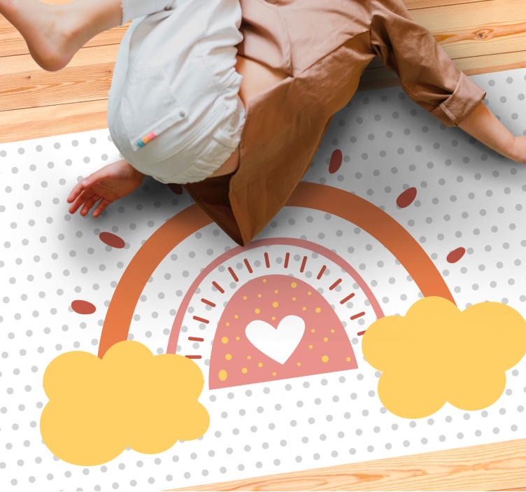Tapis vinyle chambre bébé paysage nuageux arc-en-ciel - TenStickers