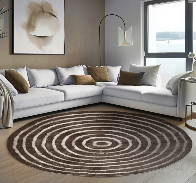 Tapis vinyle beige cercles concentriques - TenStickers