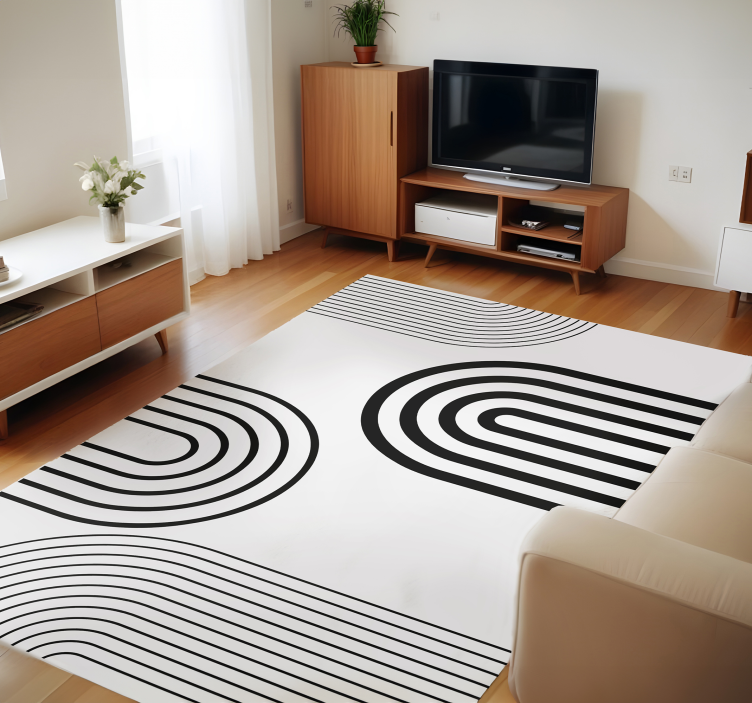 Tapis vinyle blanc minces arcs noirs minimalistes - TenStickers