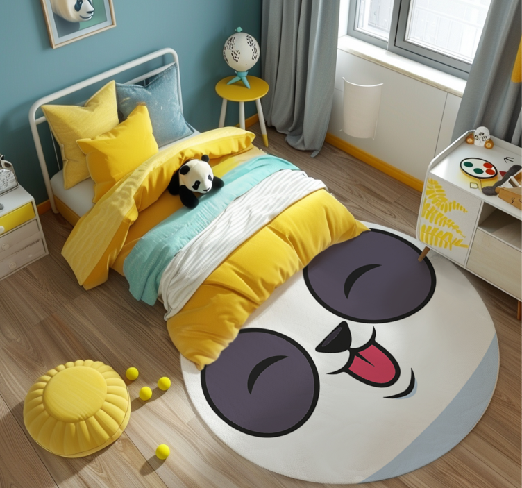Tapis vinyle blanc visage de panda - TenStickers