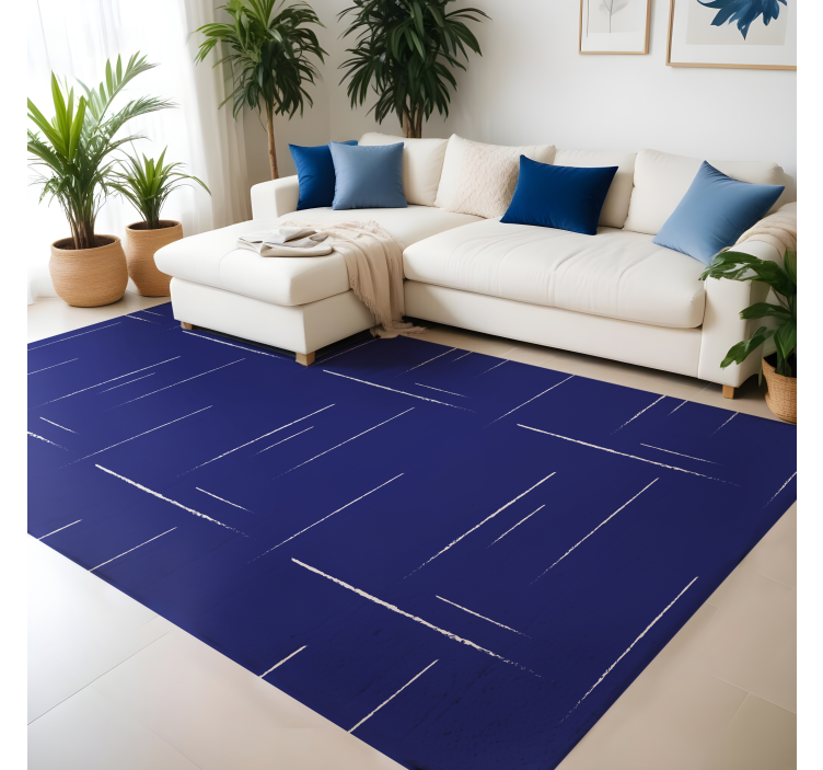 Tapis vinyle bleu motif de lignes moderne - TenStickers