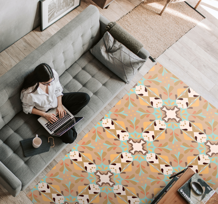 Tapis vinyle carreaux de ciment étoile en mosaïque - TenStickers