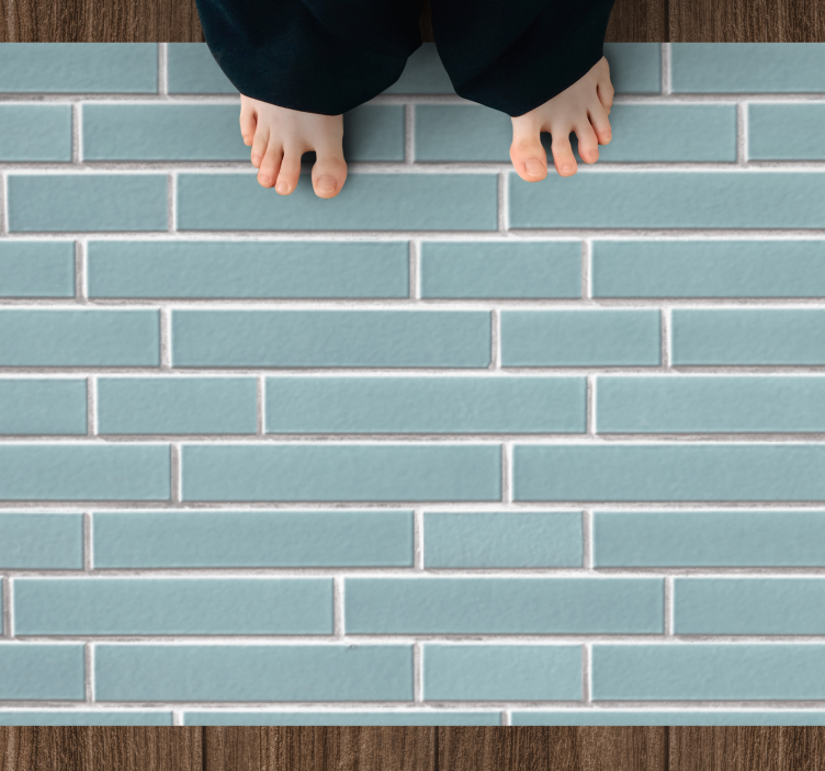 Tapis vinyle salle de bain motif de brique bleue - TenStickers