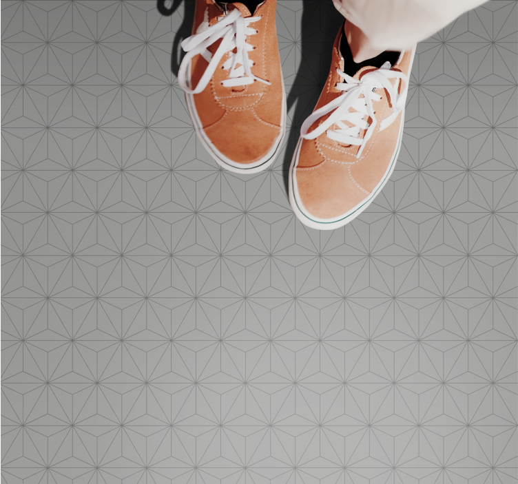 Tapis vinyle carreaux de ciment motif géométrique gris - TenStickers