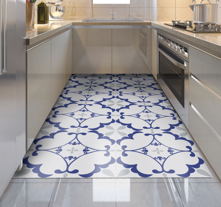 Tapis vinyle carreaux de ciment motif symétrique orné - TenStickers