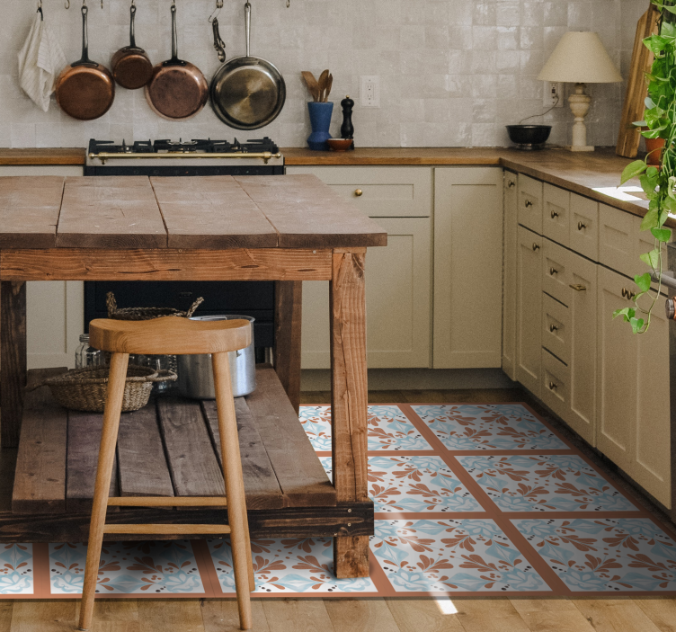 Tapis vinyle motif floral style méditerranéen - TenStickers