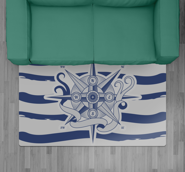 Tapis vinyle carte du monde boussole nautique - TenStickers