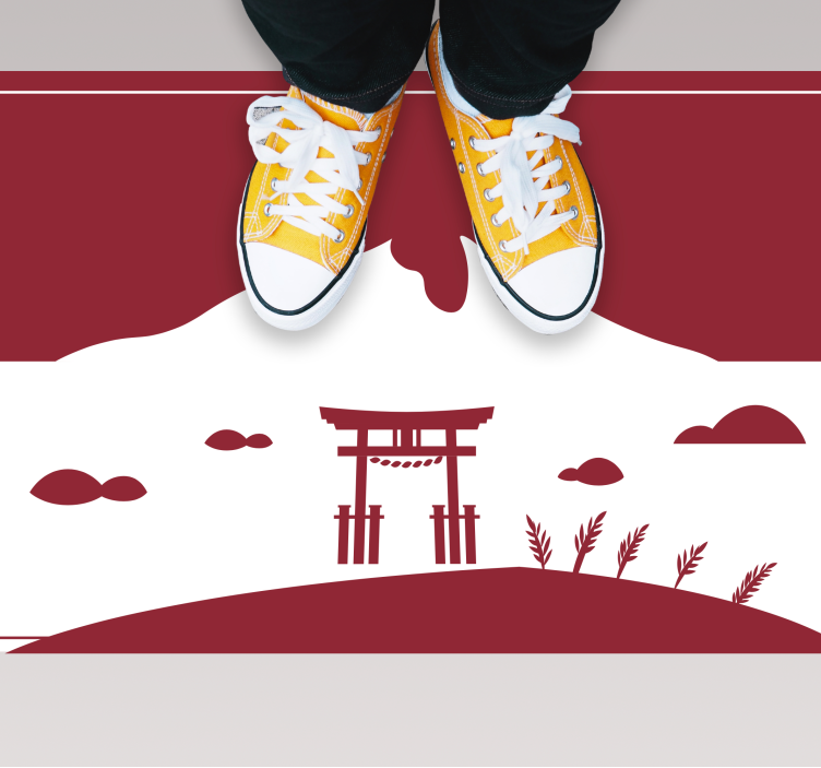 Tapis vinyle carte du monde paysage japonais - TenStickers