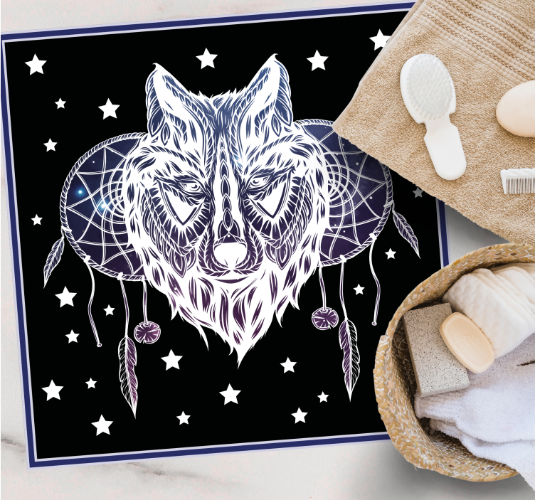 Tapis vinyle chambre bébé attrape-rêves loup étoiles - TenStickers