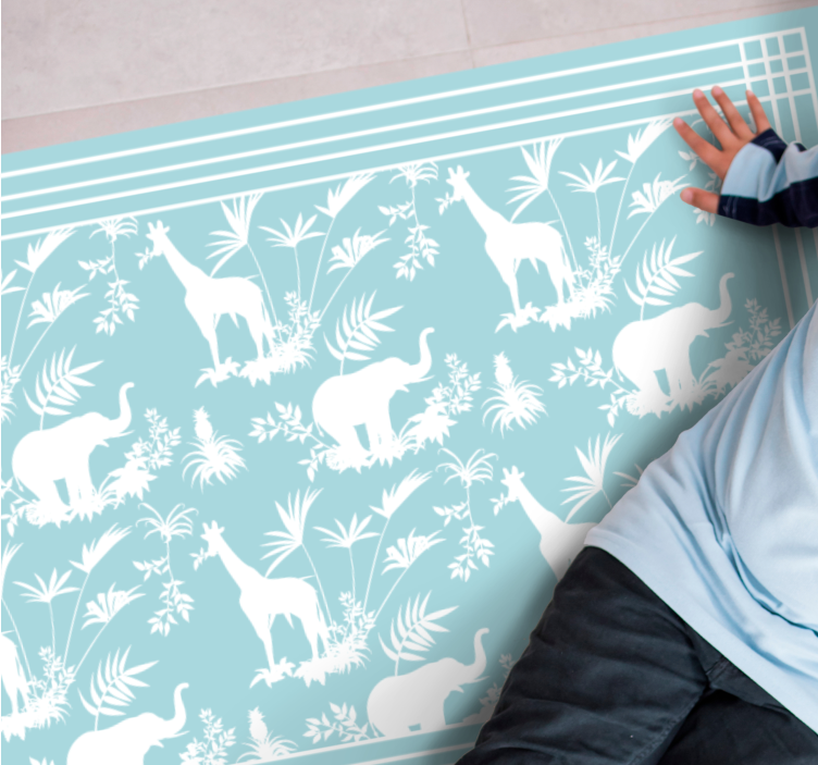 Tapis vinyle chambre bébé scène de safari dans la jungle - TenStickers
