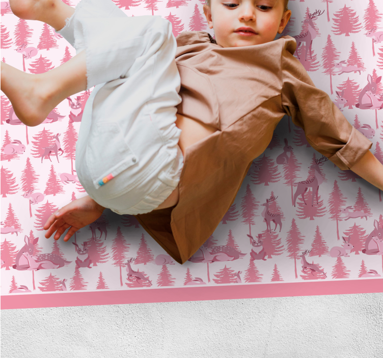 Tapis vinyle chambre bébé scène ludique dans les bois - TenStickers