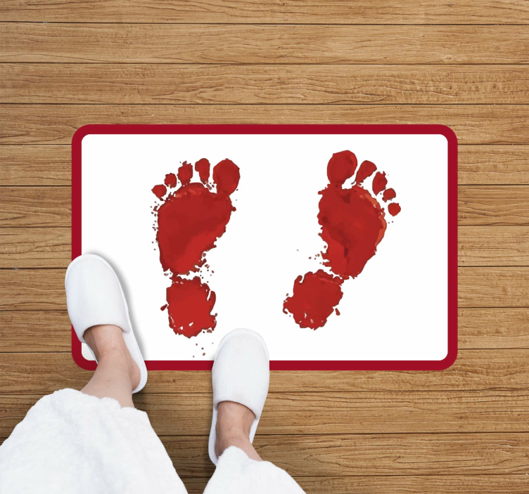 Tapis vinyle citation empreinte de pas rouge - TenStickers