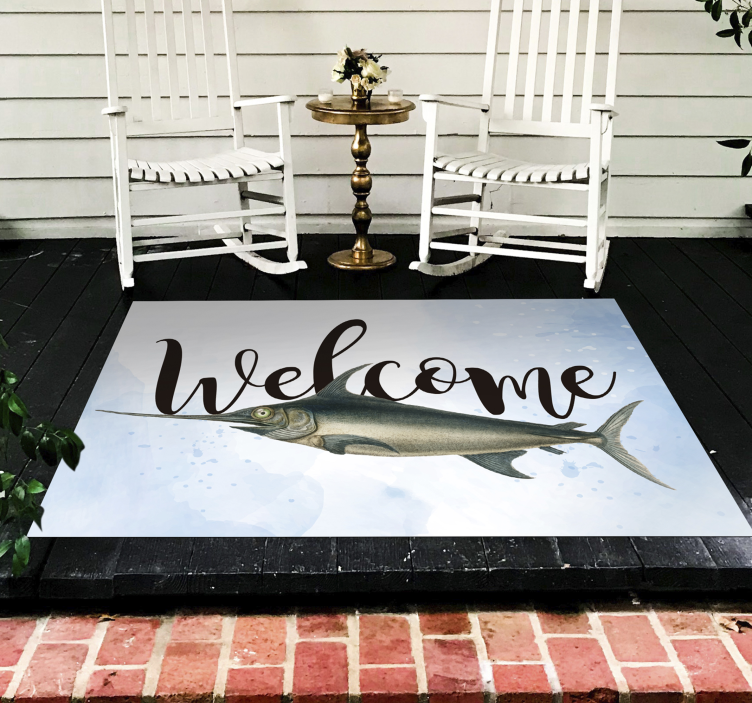 Tapis vinyle citation illustration de poisson de bienvenue - TenStickers