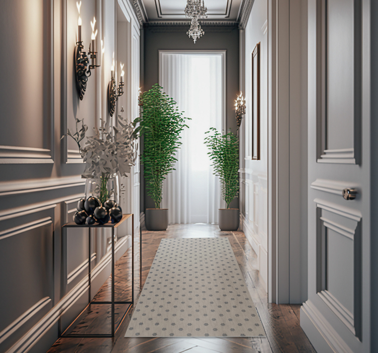 Tapis vinyle couloir motif floral minimaliste - TenStickers