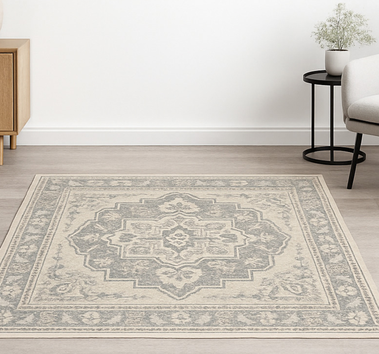 Tapis vinyle salon carrelage beige élégant - TenStickers