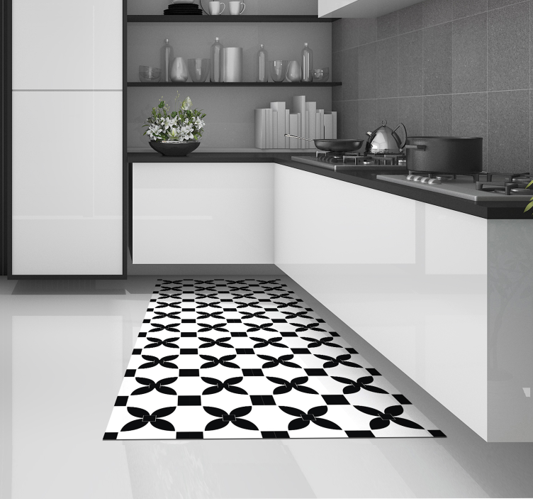 Tapis vinyle cuisine carrelage monochrome - TenStickers
