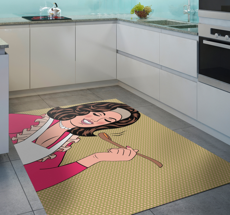 Tapis vinyle cuisine dessin personnage rétro - TenStickers