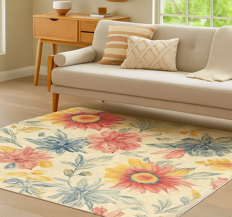 Tapis vinyle cuisine explosion florale - TenStickers