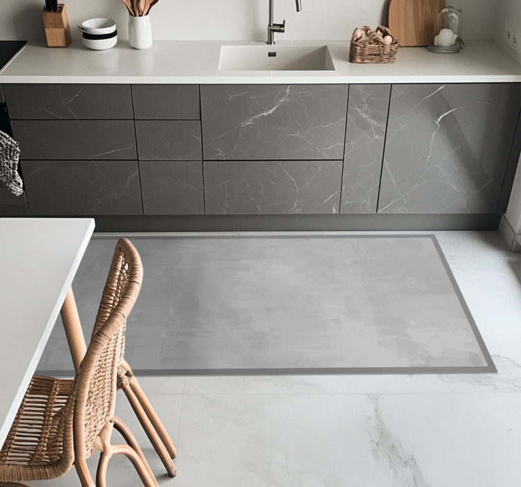 Tapis vinyle cuisine gris lisse - TenStickers