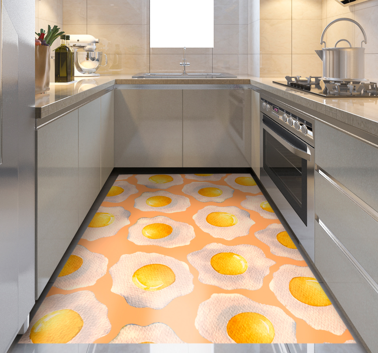 Tapis vinyle cuisine motif d'œufs au plat - TenStickers