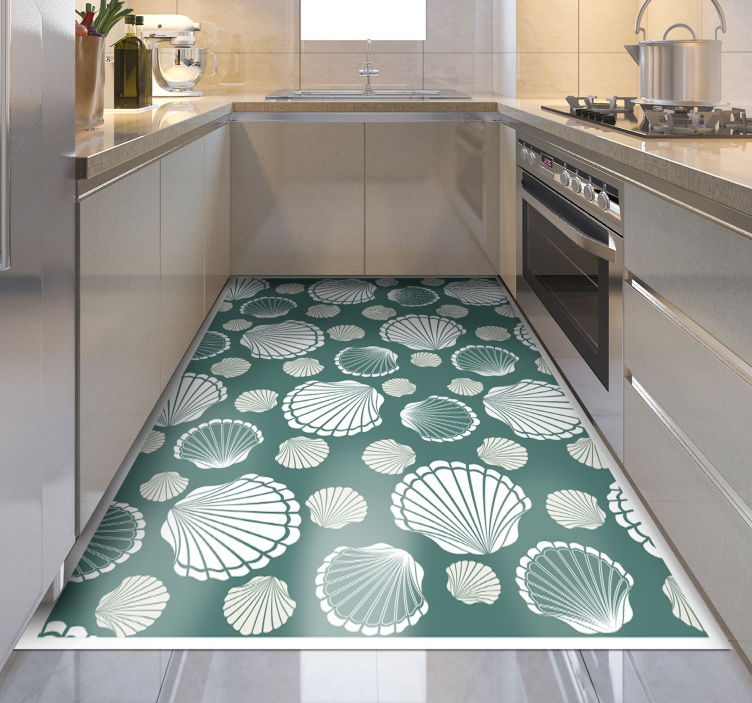 Tapis vinyle cuisine motif de coquillages - TenStickers