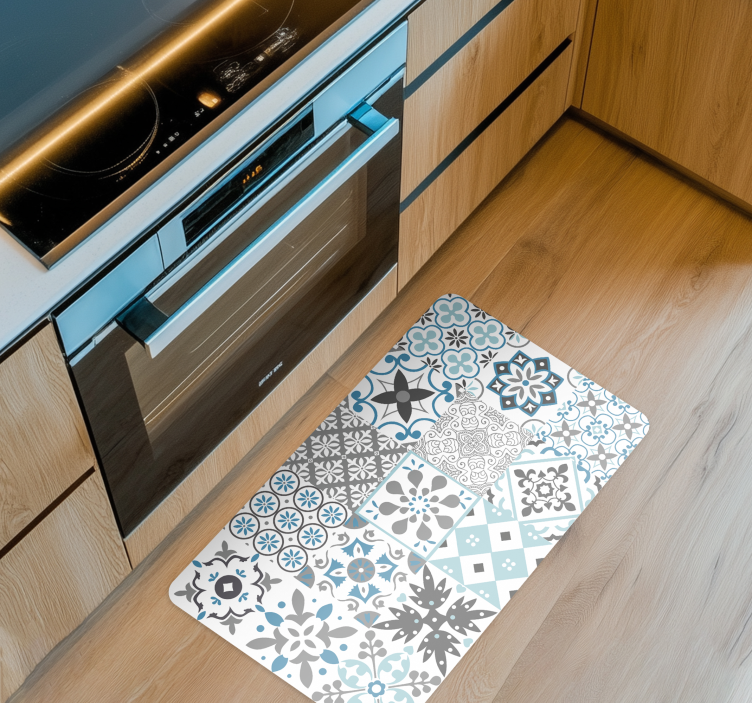 Tapis vinyle cuisine mosaïque bleue - TenStickers