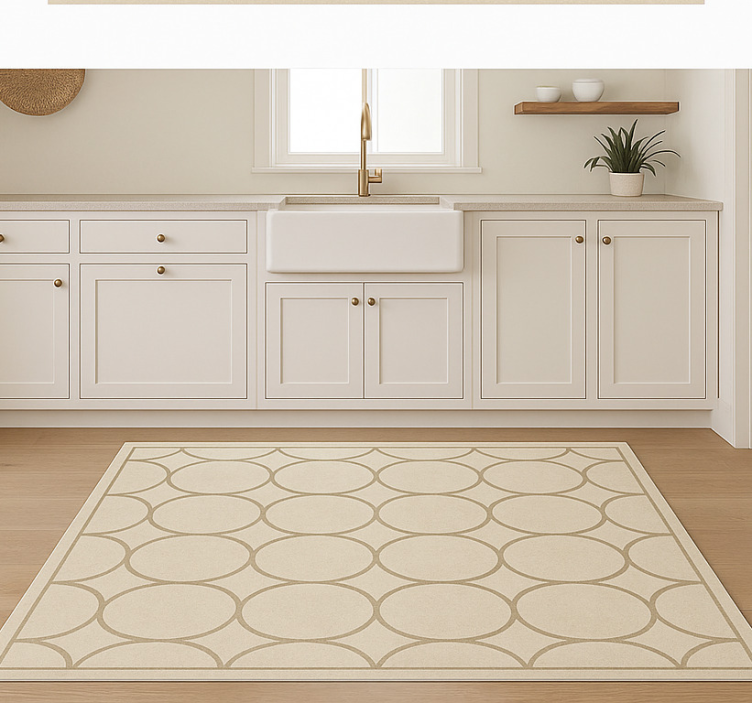 Tapis vinyle cuisine motif beige sable - TenStickers