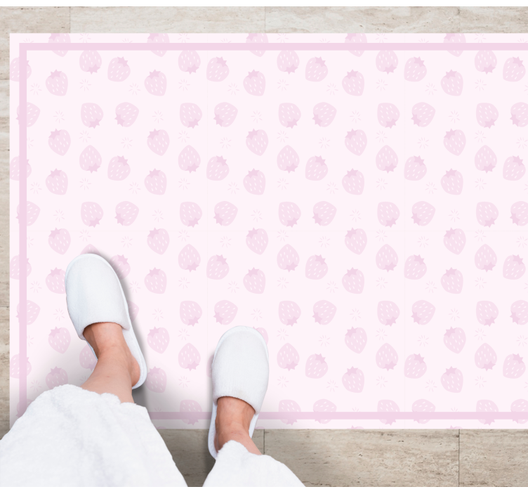 Tapis vinyle cuisine motif fraise rose - TenStickers