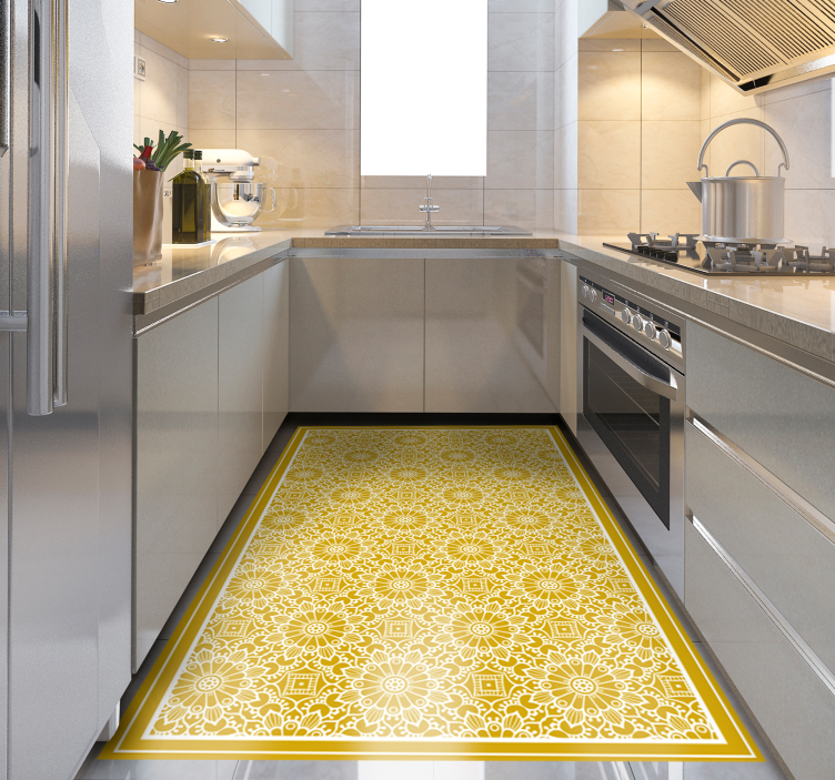 Tapis vinyle cuisine motif inspiré du mandala - TenStickers