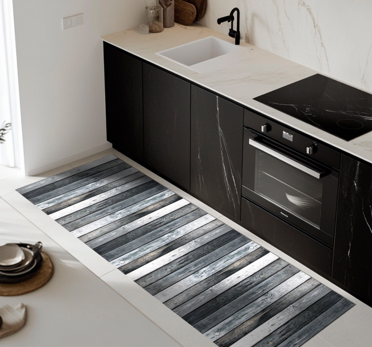 Tapis vinyle cuisine texture du bois - TenStickers